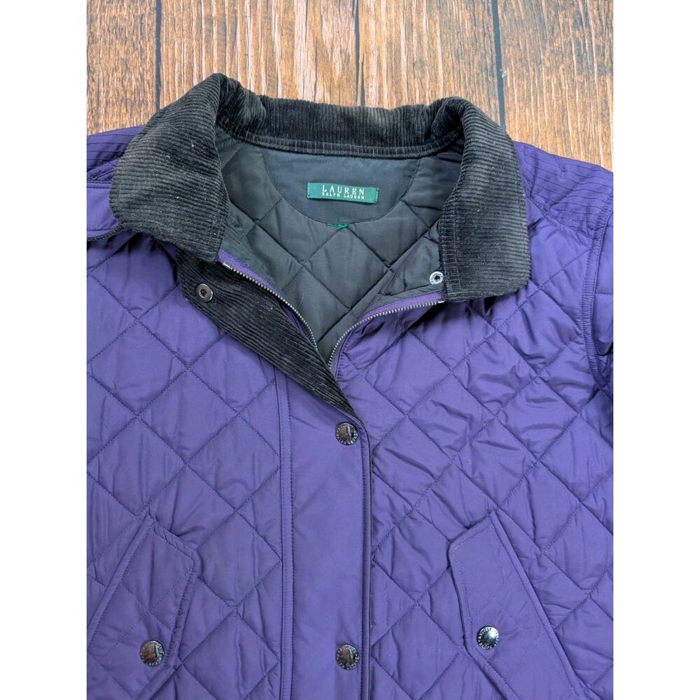 Lauren Ralph Lauren Quilted Jacket Womens 2X Purple Barn Corduroy Trim - Picture 3 of 16